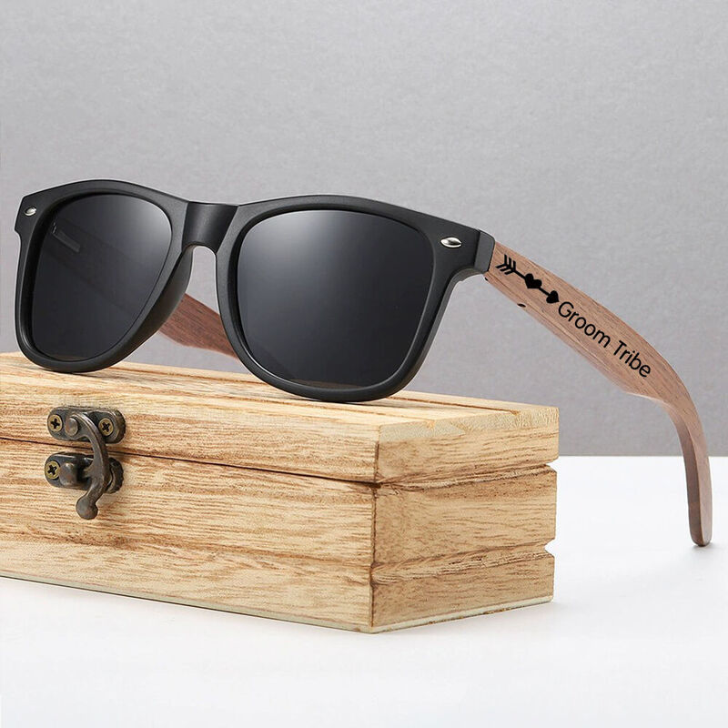 Personalized Sunglasses with Custom Names Wooden Frames Wedding Atmosphere Glasses for Groomsmen