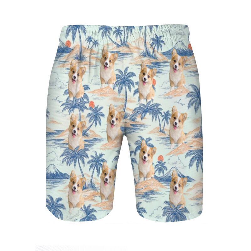 Personalized Picture Men's Beach Shorts with Sunset Pattern Great Gift for Brother