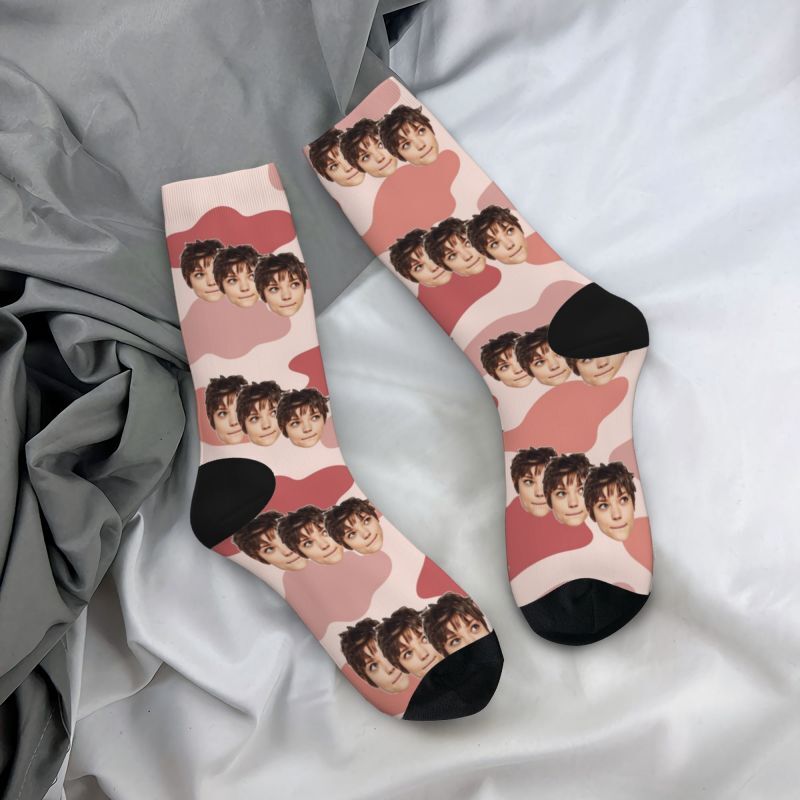 Custom Socks Colorful Cow Pattern Print Funny Three Face Photos