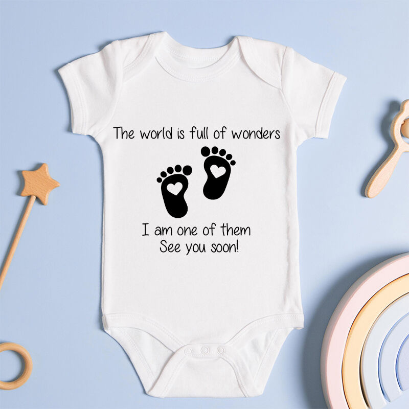 Personalized Baby Onesie Custom Message Cute Footprints Design Warm Baby Shower Gift for Family
