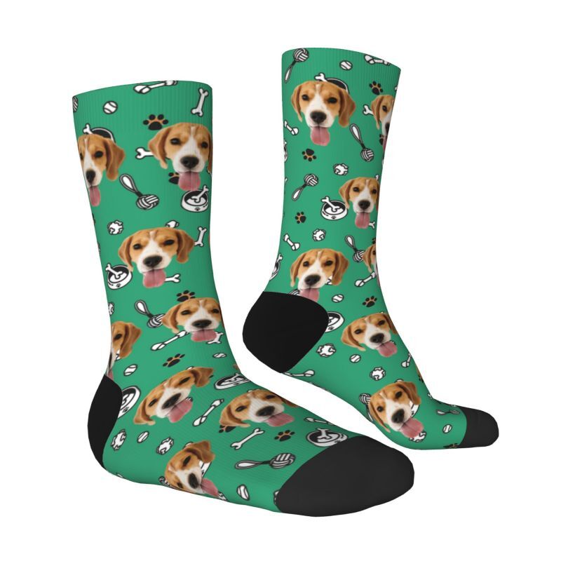 Customized Face Socks Pet Paw and Toy Print Gifts for Pet Lovers