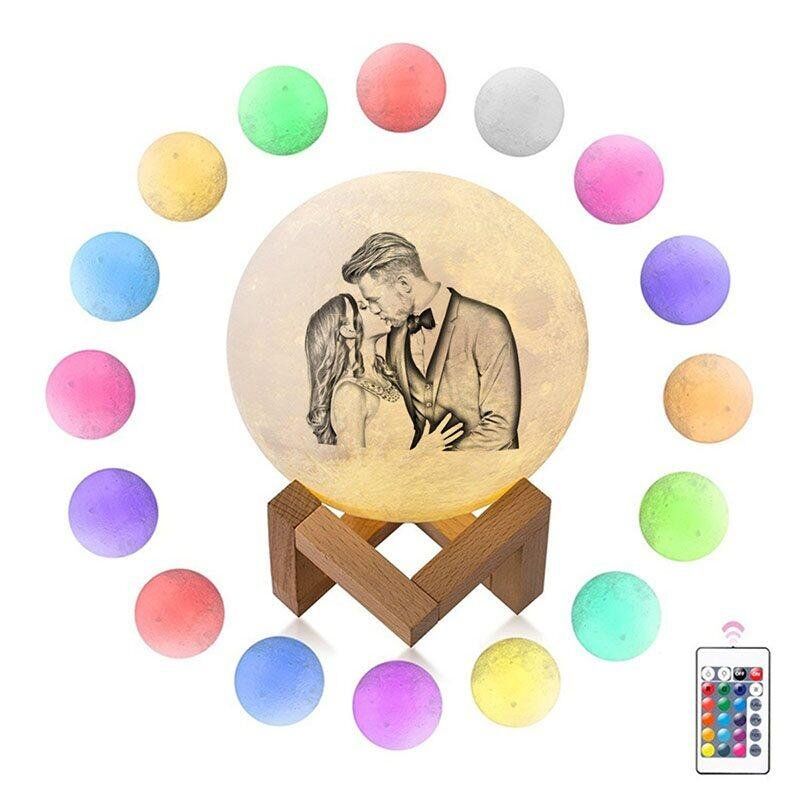 Personalisierte 3D Foto Mond Lampe 16 Farben