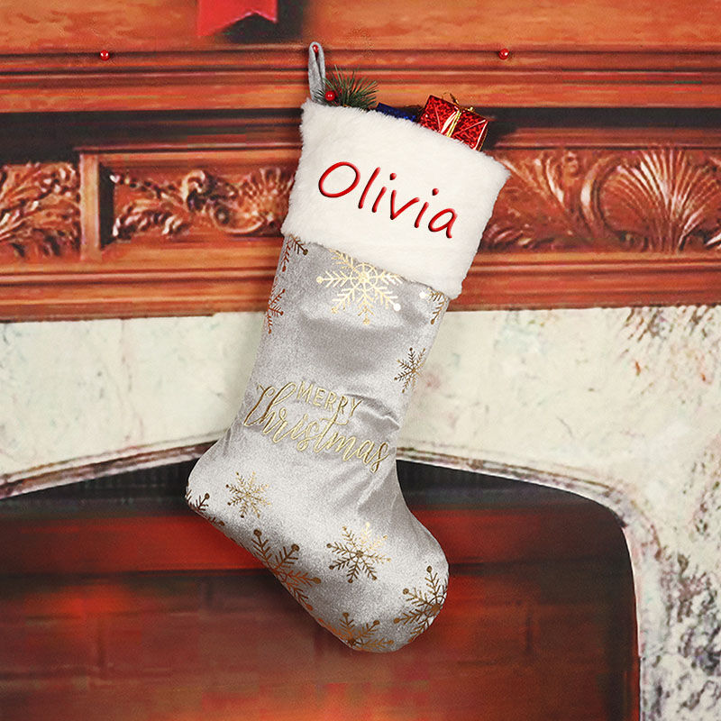 Personalized Red Merry Christmas Custom Name Christmas Sock