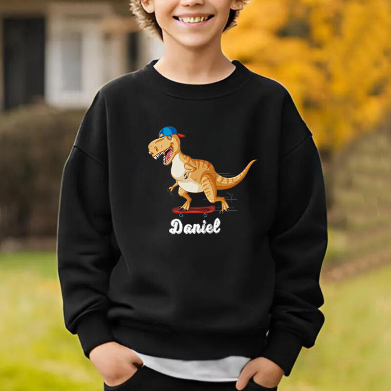 Personalized Kids Sweatshirt With Customized Name And Dinosaur Pattern Children's Gifts