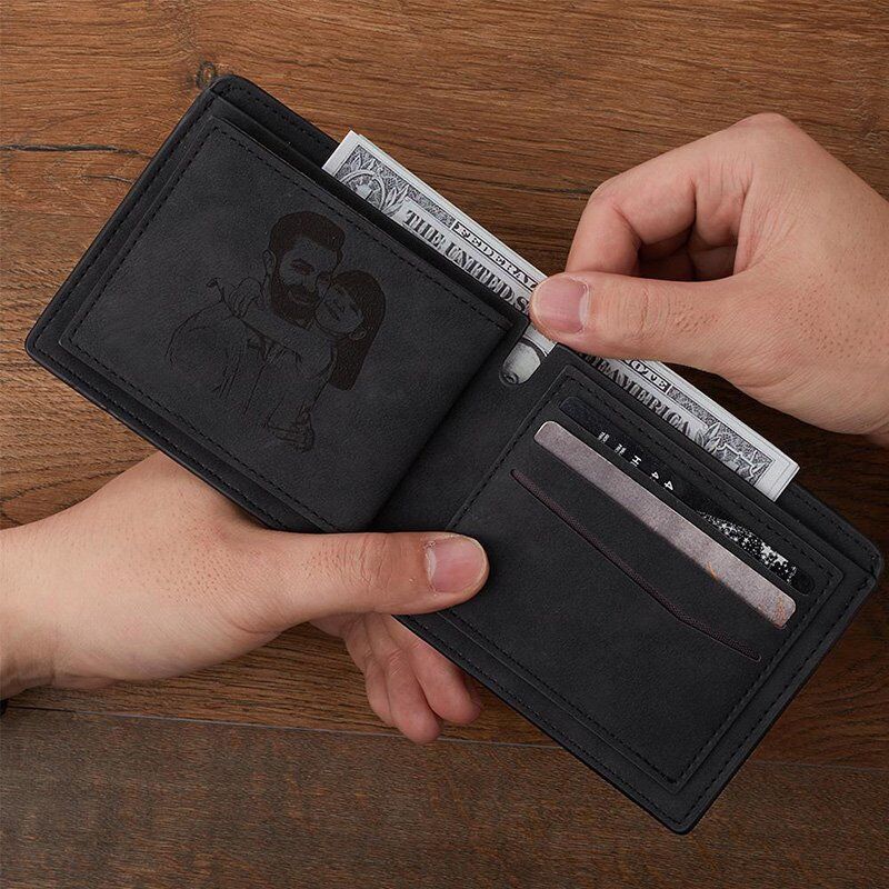 Personalized Double-Sided Photo Wallet-Gift For Him-Dad Carrying His daughter On His Back