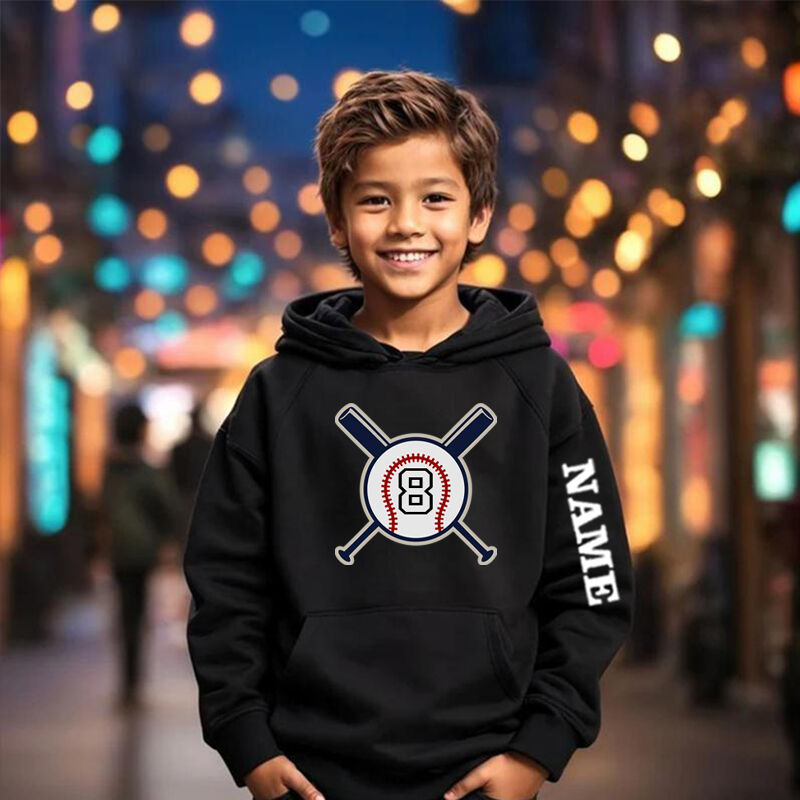 Personalized Kids Hoodies With Customized Name Tape Baseball Graphics For Sports Fanatics
