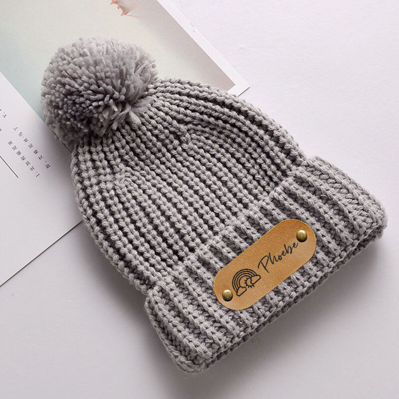 Personalized Toddler Beanie Customized Name Tag Cute Symbol Gift for Newborn