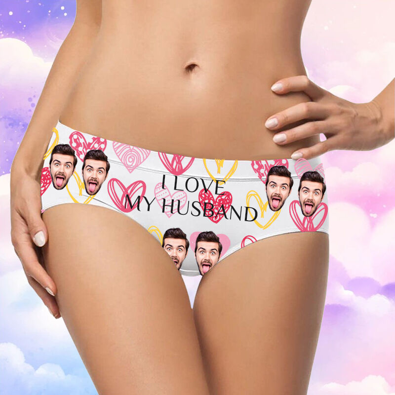 Personalized Photo Women's Underwear Beautiful Gift for Wife "I Love My Husband"