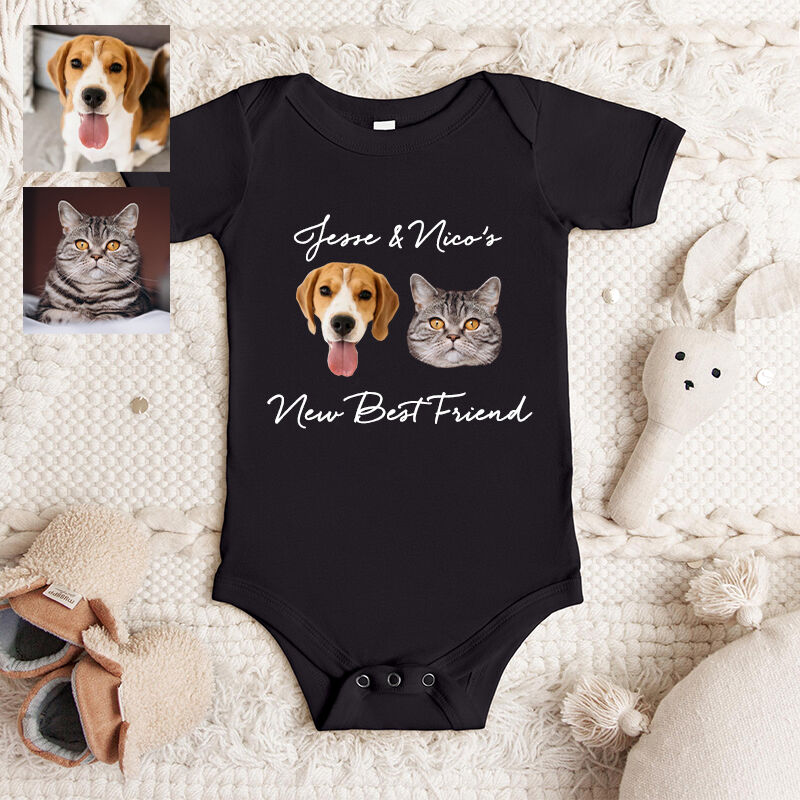 Personalized Baby Onesie Custom Pet Head Photos New Best Friend Attractive Baby Shower Gift for Pet Lovers