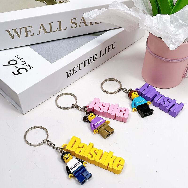 Customizable Figure Keychains Personalized Minifigure Keychain With 3D Printed Name Creative ...