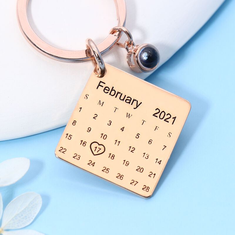 Personalized Photo Projection Calendar Keychain