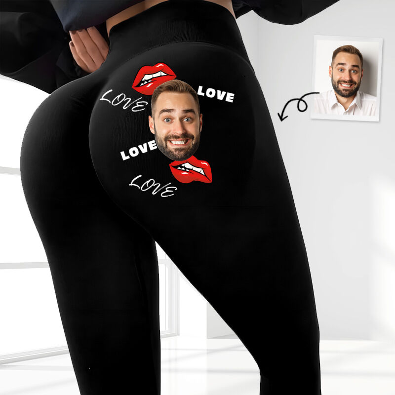 Personalized Leggings Sexy Lip Love Custom Photo Design Perfect Valentine's Day Gift for Her
