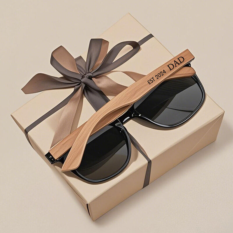 Custom Sunglasses Wood Frame Unique Sunglasses Gift Birthday Gift for New Dad or Grandpa