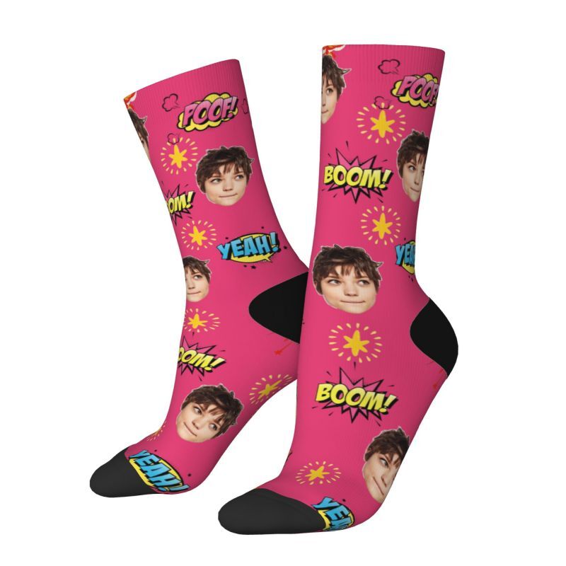 Custom Photo Socks Add Comic Text Comfort Socks