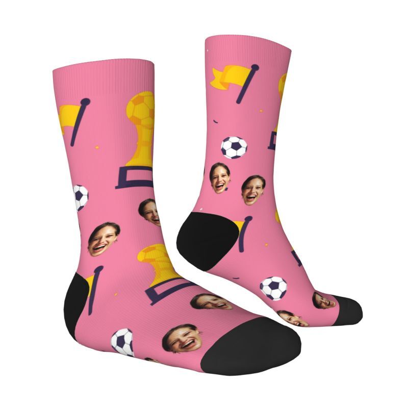 Custom Face Socks with Football Pattern Can Add Photos for Friends