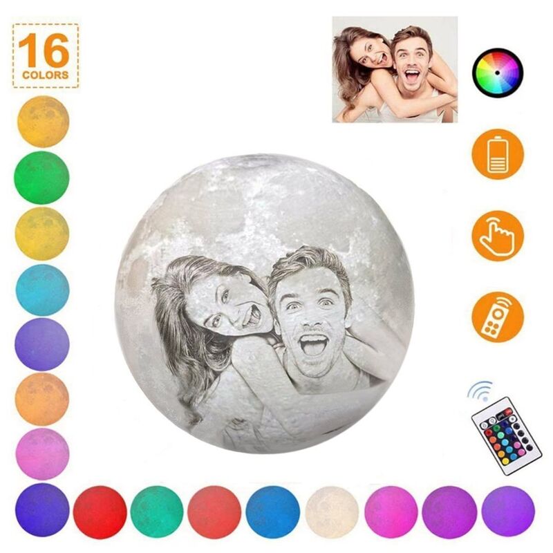 Personalisierte 3D Foto Mond Lampe 16 Farben