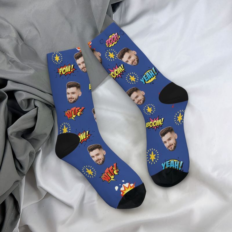 Custom Photo Socks Add Comic Text Comfort Socks