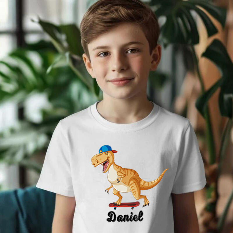 Personalized Kids T-Shirt With Customized Name And Dinosaur Pattern Children's Gifts