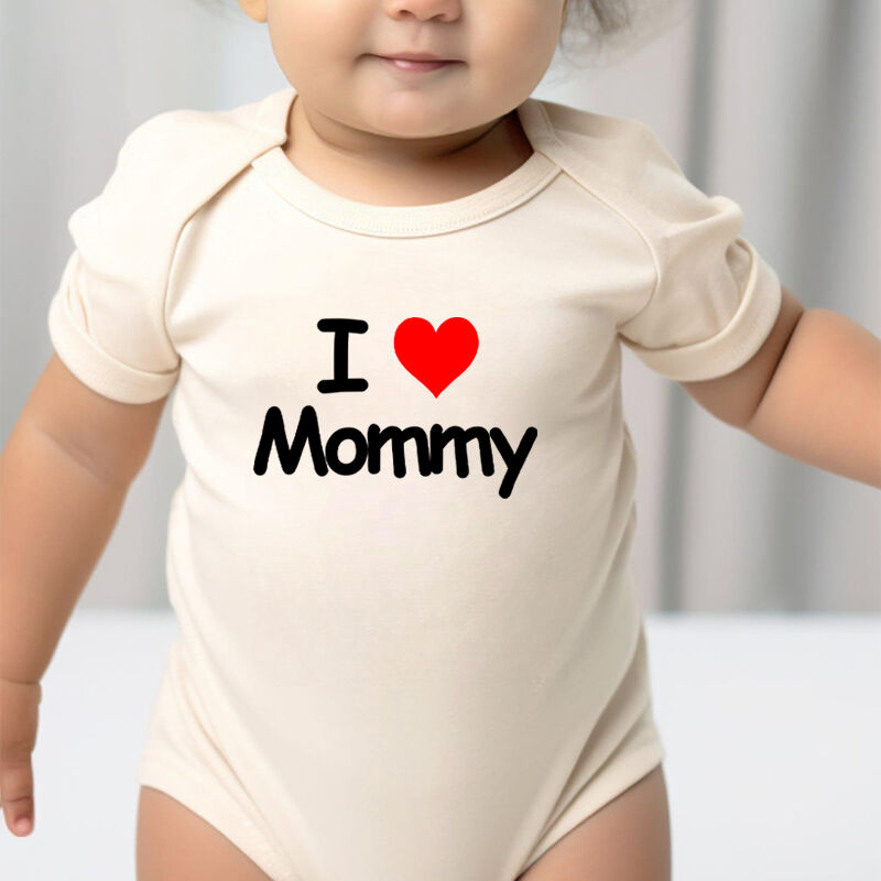 Personalized Baby Onesie I Love Dad and Mom Custom Nickname Unique Warm Baby Shower Gift for Family