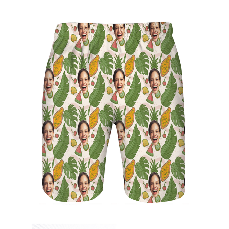 Personalized Picture Men's Beach Shorts Creative Gift for Father