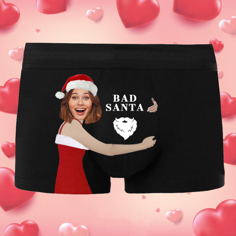 Personalized Picture Men's Underwear Boxer Briefs Interesting Christmas Gift "Bad Santa"