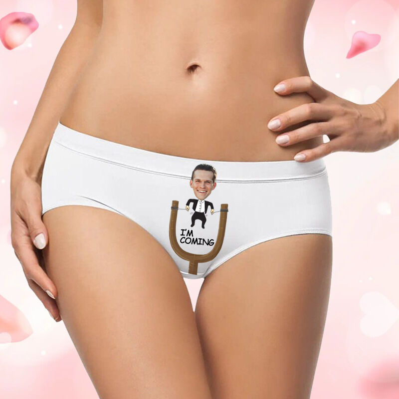Personalized Picture Women's Underwear with Slingshot Pattern Interesting Gift for Valentine's Day