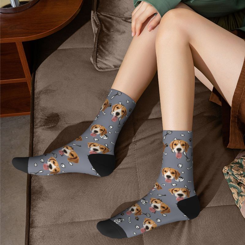 Customized Face Socks Pet Paw and Toy Print Gifts for Pet Lovers