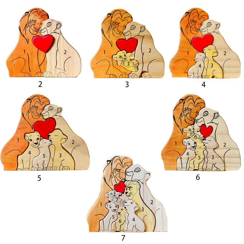 Personalized Lion Family Wooden Puzzle Memorial Gift For The Family