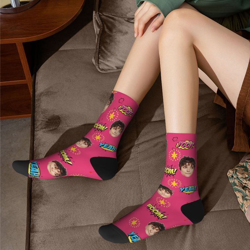Custom Photo Socks Add Comic Text Comfort Socks