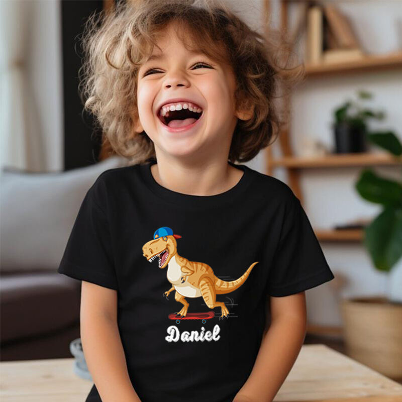 Personalized Kids T-Shirt With Customized Name And Dinosaur Pattern Children's Gifts
