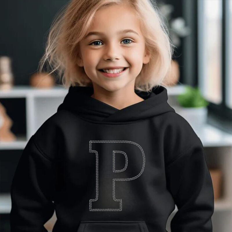 Personalized Kids Embroidered Hoodie Custom Line Letters Warm Gift For Children