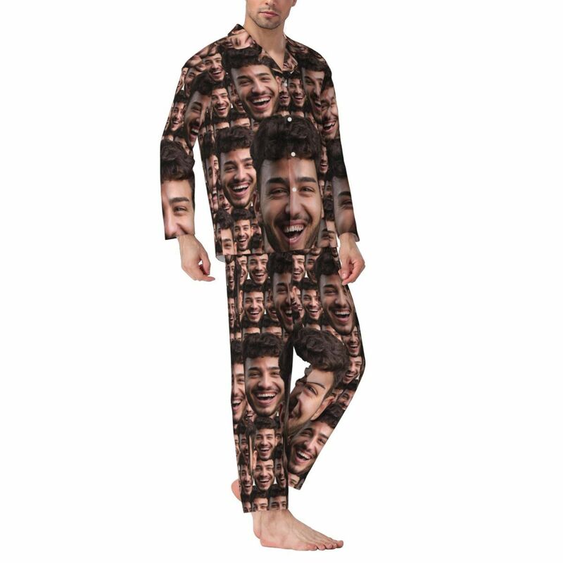 Personalized Pajamas Custom Head Photo Full Set Arrangement Design Funny Unique Gift for Loved One