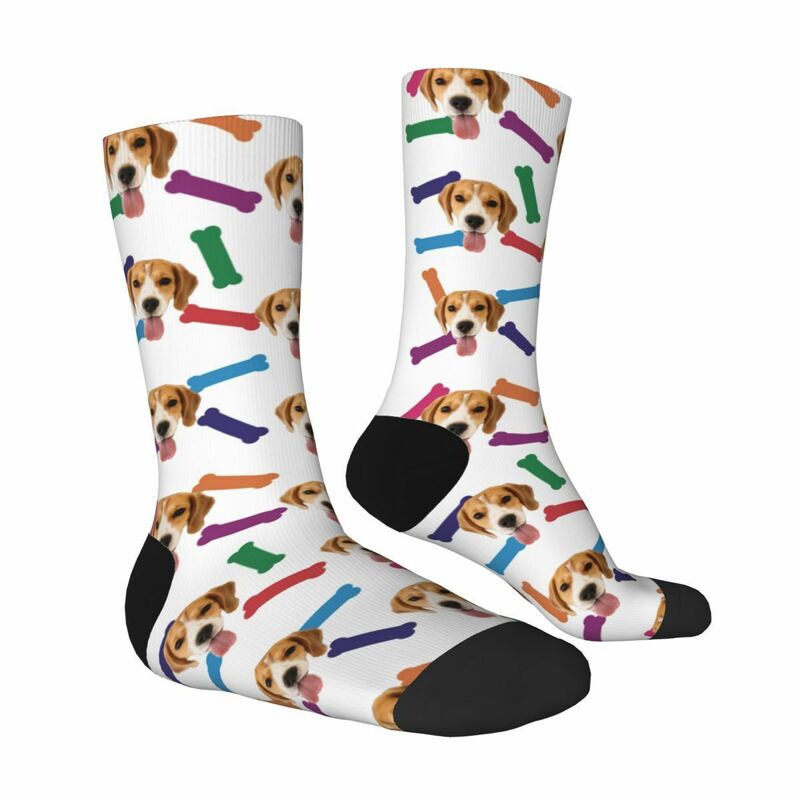 Personalized Face Socks Colorful Bone Pattern Customized Pet Photo Christmas Gift for Pet Lovers