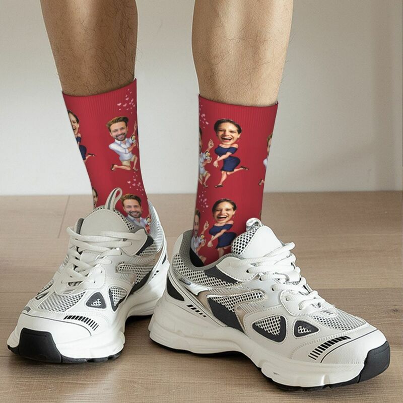 Personalized Face Socks Couple Photo Funny Socks for Marriage Proposal