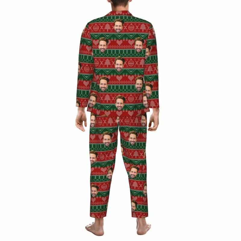 Personalized Pajamas Custom Photo Red and Green Christmas Style Element Design Great Gift for Family