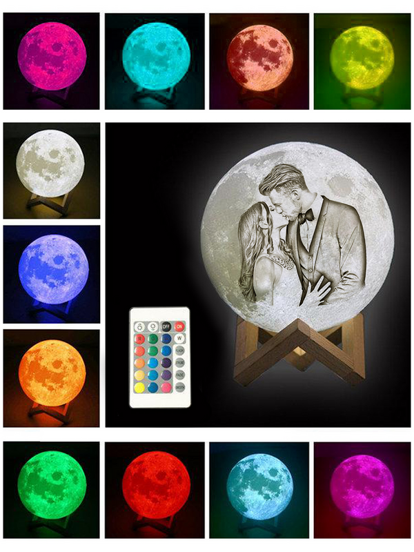 Personalisierte 3D Foto Mond Lampe 16 Farben