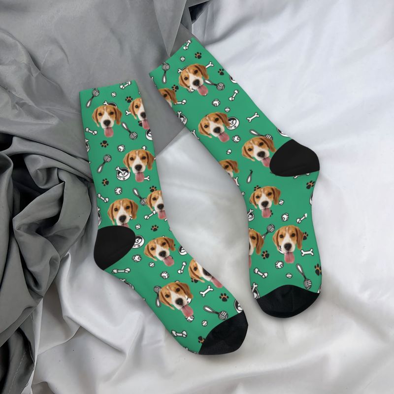 Customized Face Socks Pet Paw and Toy Print Gifts for Pet Lovers