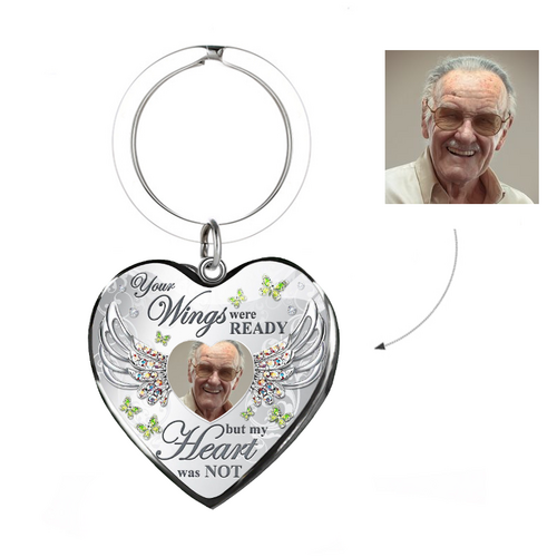 "Your Wings were ready" Personalized Memorial Photo Keychain - Yeahmade.com