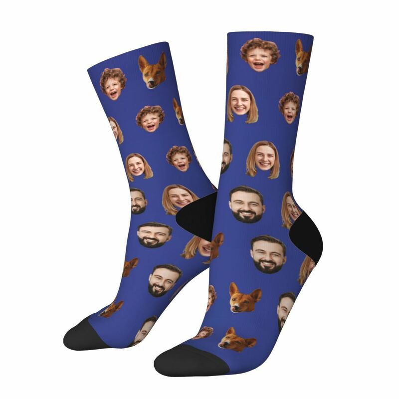 Personalized Face Socks Multiple Photos Funny Mid-calf Socks Family Gift