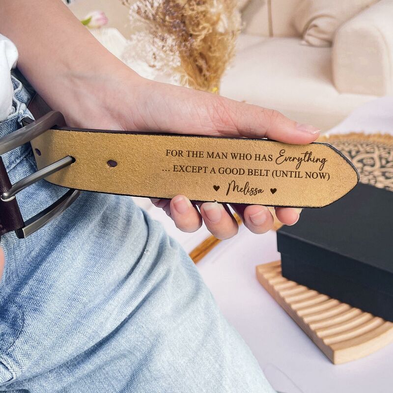 Customized Men's Belt High Quality Genuine Leather Anniversary Gift for Boyfriend
