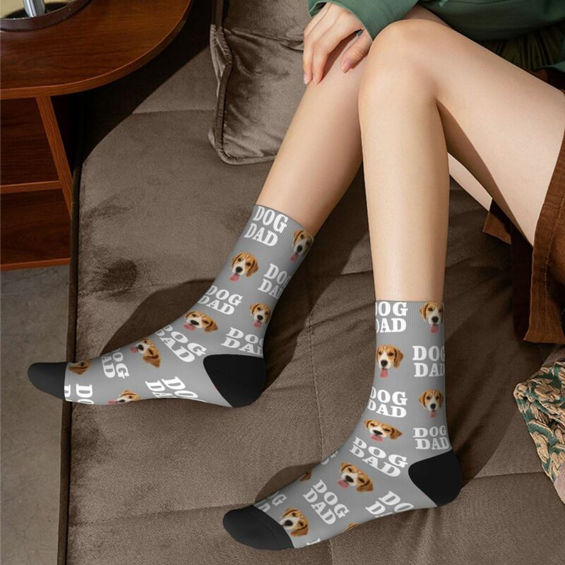 "DOG DAD" Customized Face Socks with Photos Added as a Gift for Pet Owners