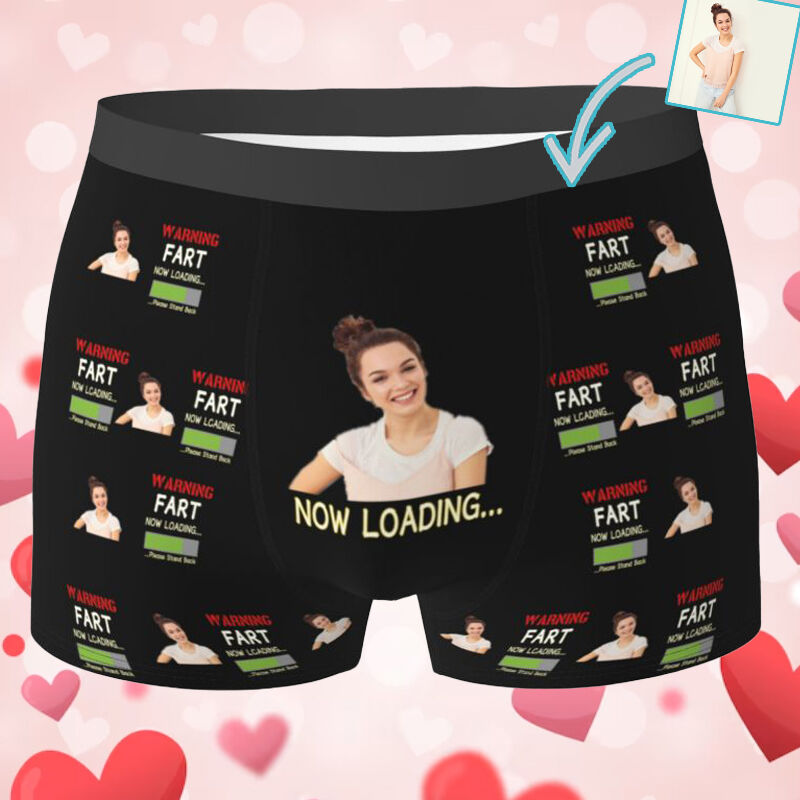 Personalized Photo Men's Underwear Boxer Briefs Funny Gift for Boy Friend "Now Loading"