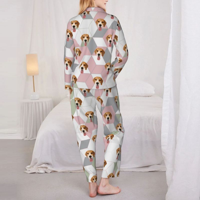 Personalized Pajamas Custom Pet Photo Simple and Elegant Geometric Pattern Design Gift for Her