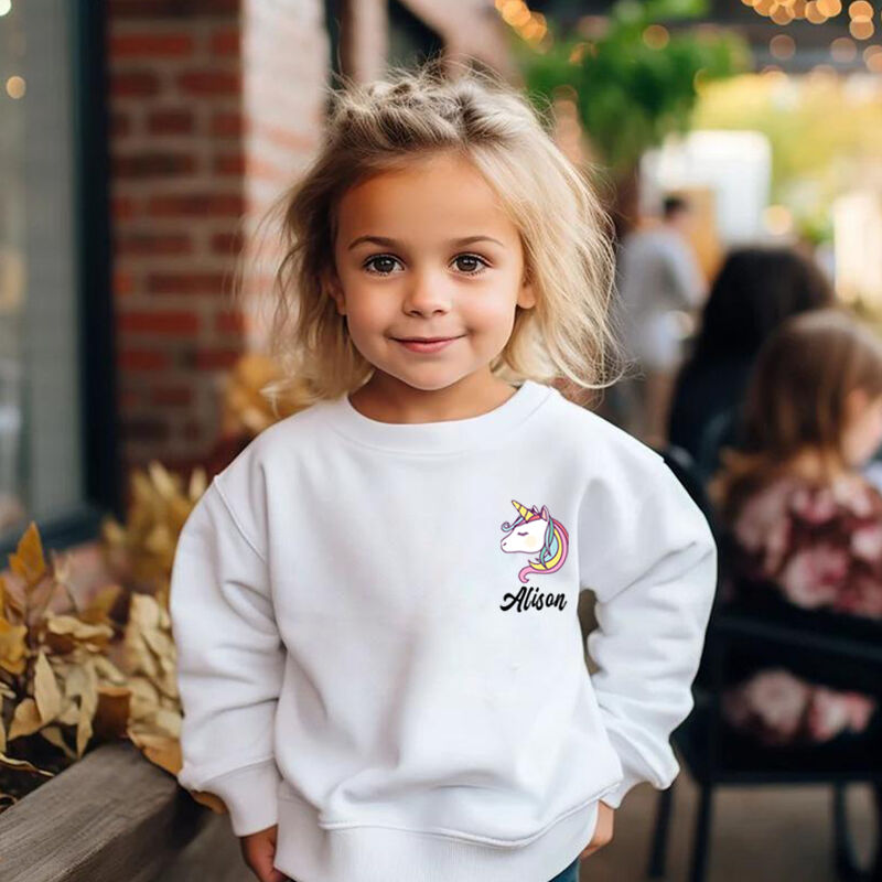 Personalized Kids Sweatshirt With Custom Name And Unicorn Pattern Children's Gifts