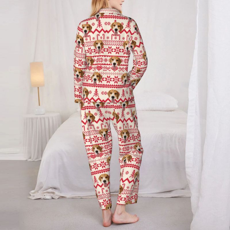 Personalized Pajamas Custom Pet Photo Christmas Mood Pattern Design Perfect Gift for Family