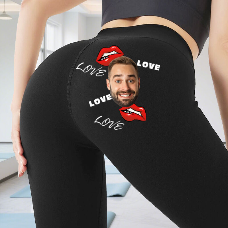 Personalized Leggings Sexy Lip Love Custom Photo Design Perfect Valentine's Day Gift for Her