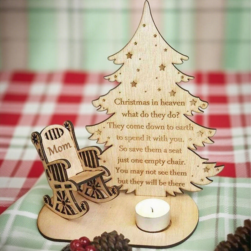 Custom Candle Holder Christmas in Heaven with Chair Memorial Gifts for Family Members