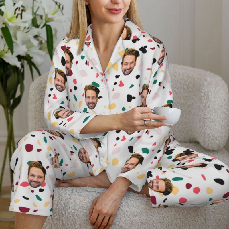 Personalized Pajamas Custom Photo Colorful Fragments Artistic Pattern Design Gift for Family