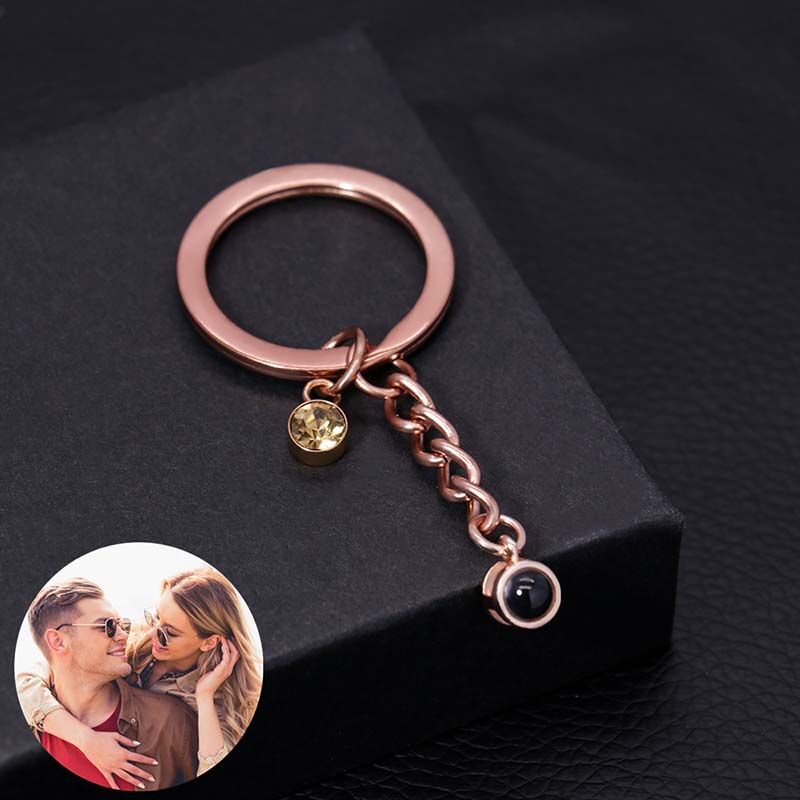 Personalized Birthstone Photo Projection Keychain