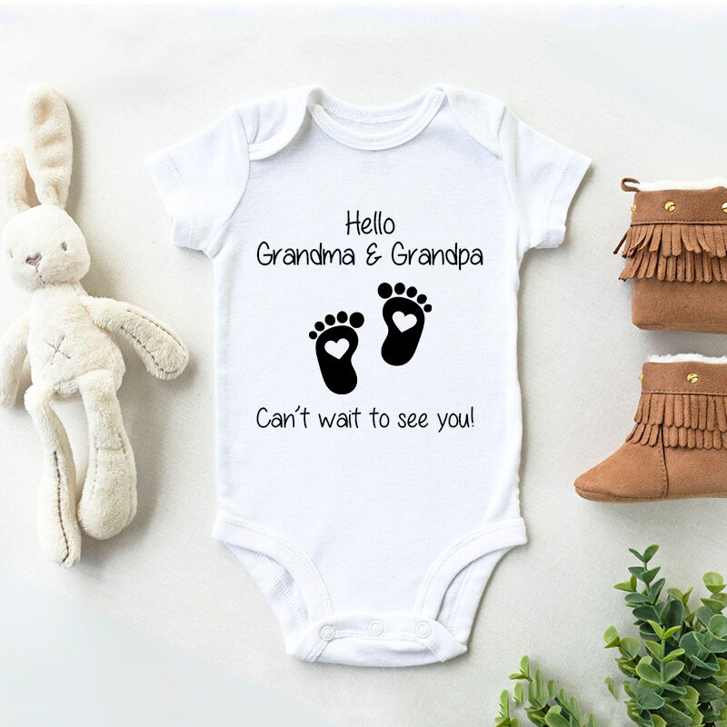 Personalized Baby Onesie Custom Message Cute Footprints Design Warm Baby Shower Gift for Family